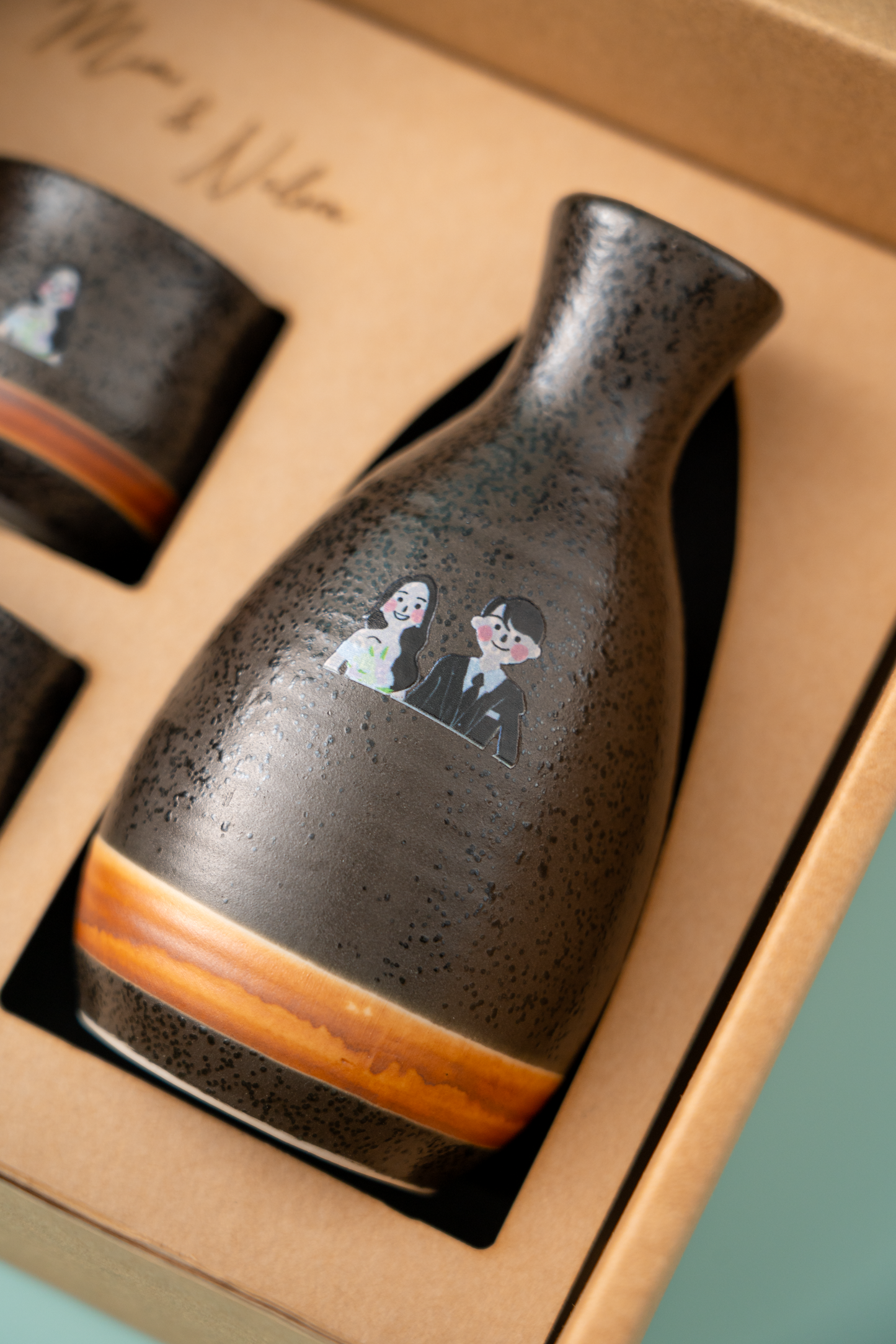 【似顏繪訂製款】日本製|雙人對酌美濃燒清酒杯禮盒|部分工作室