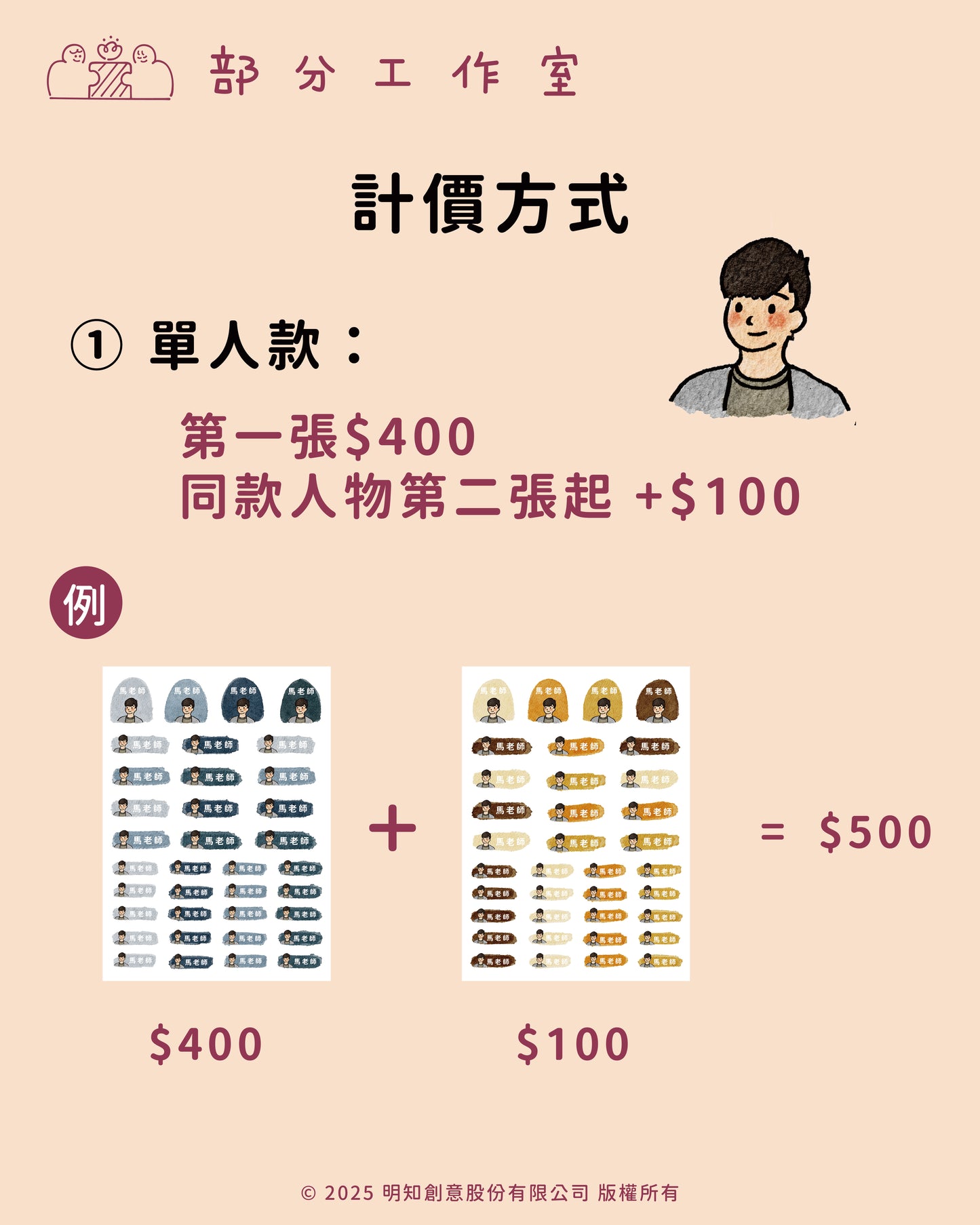 小人物似顏繪防水姓名貼|部分工作室