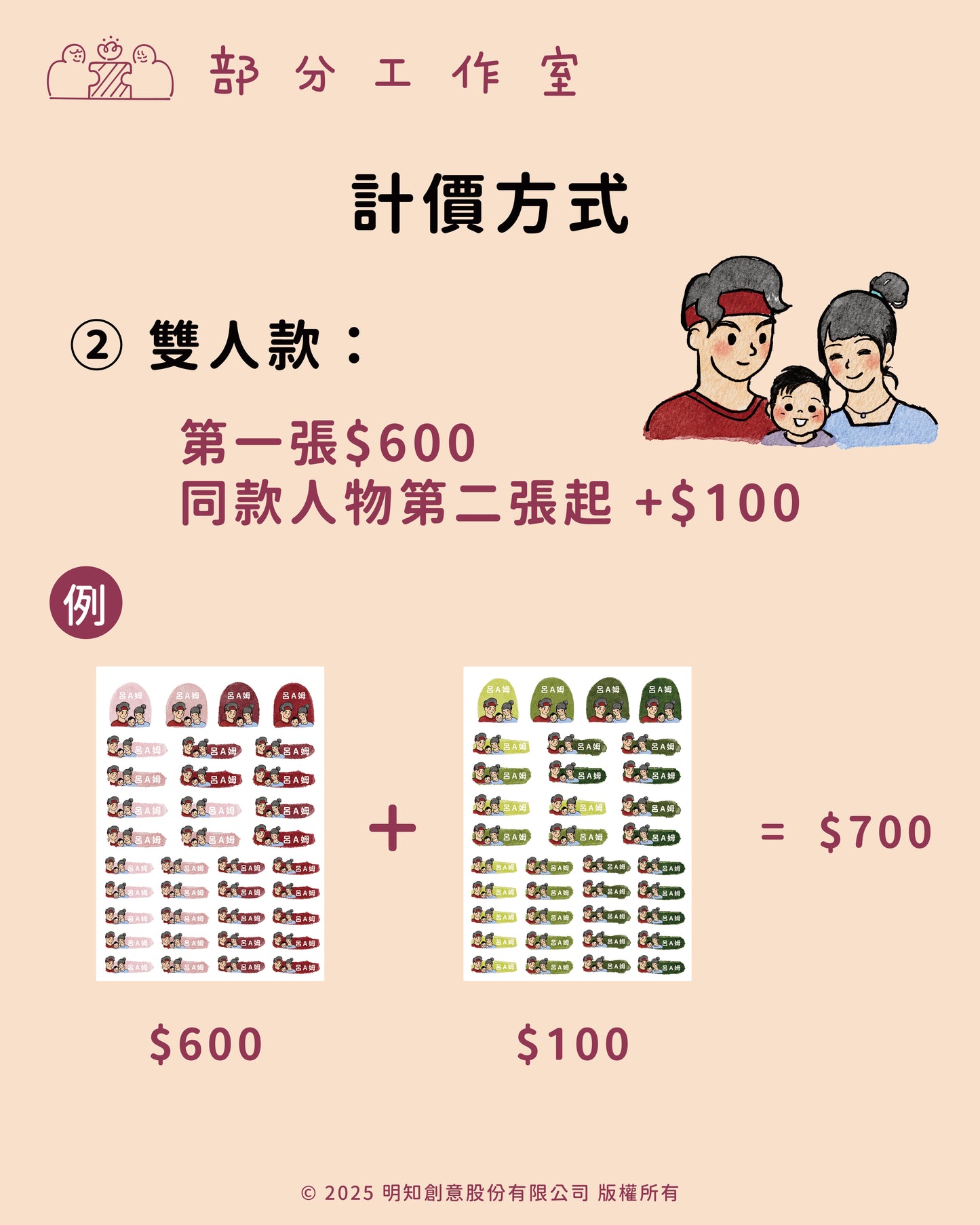 小人物似顏繪防水姓名貼|部分工作室