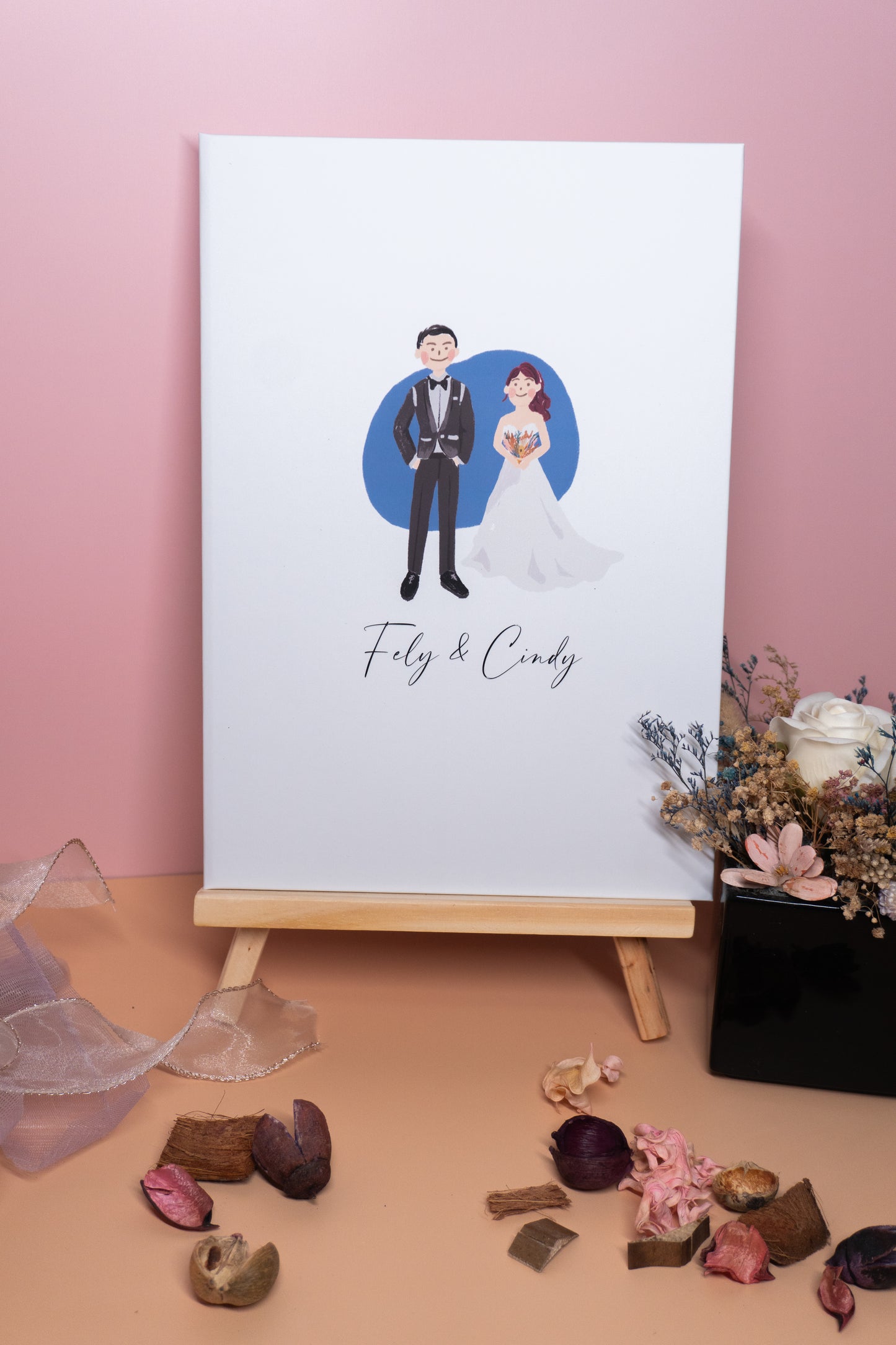 【附書約夾♡戶政可用】花草派對似顏繪結婚書約|部分工作室