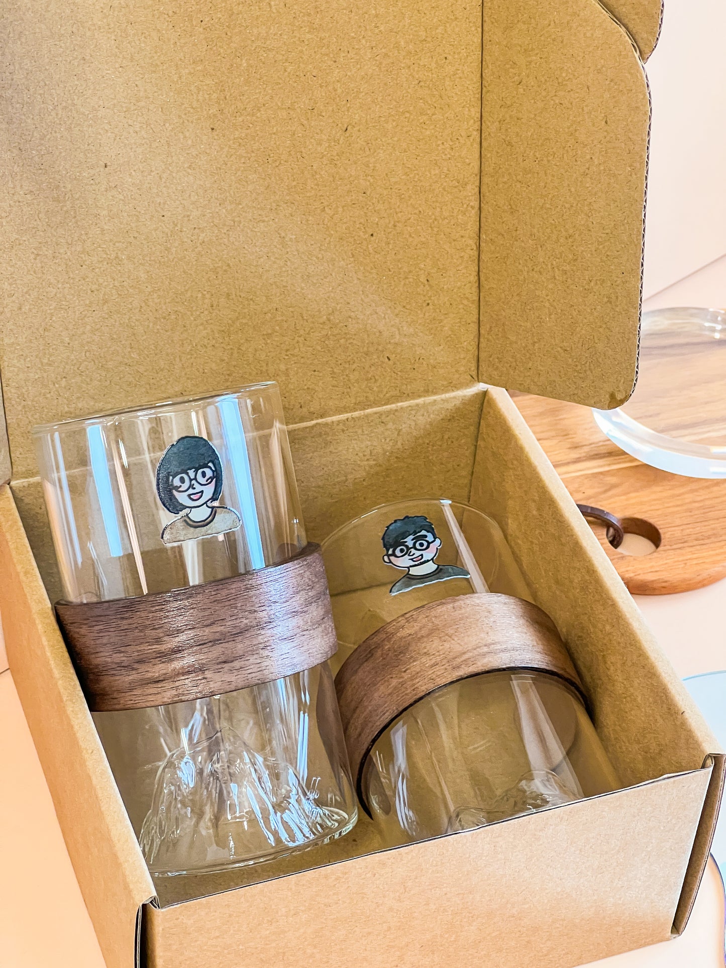 【似顏繪訂製款】富士山防燙玻璃咖啡杯禮盒|部分工作室