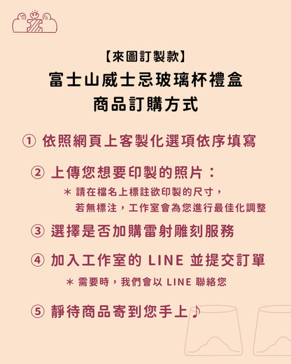 【來圖訂製款】富士山威士忌玻璃杯禮盒｜部分工作室