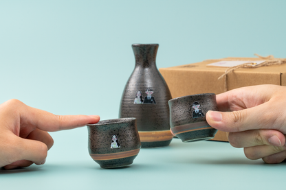 【似顏繪訂製款】日本製｜雙人對酌美濃燒清酒杯禮盒｜部分工作室