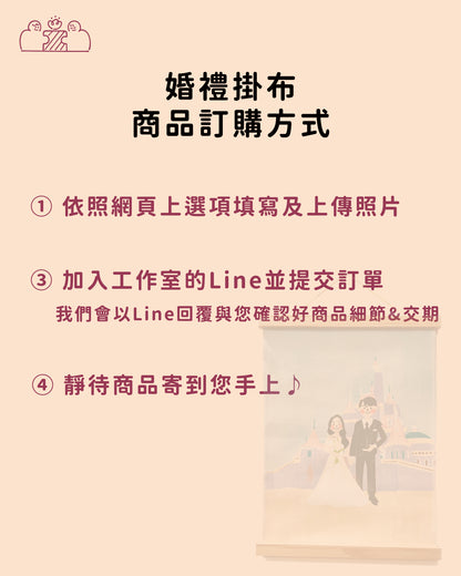結婚紀念‪ ♡ 婚禮掛布/客製化掛布/似顏掛掛布｜部分工作室