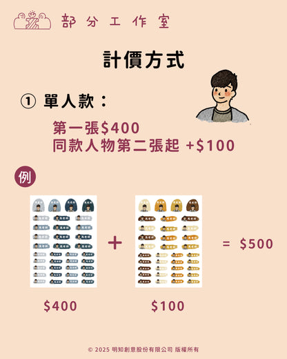 小人物似顏繪防水姓名貼｜部分工作室