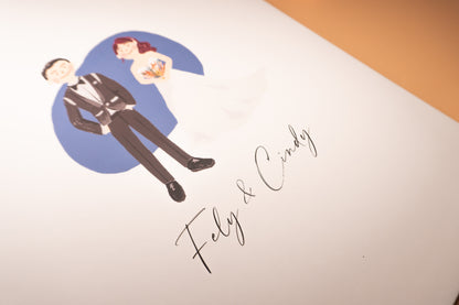 【附書約夾/戶政可用♡】自訂背景似顏繪結婚書約｜部分工作室