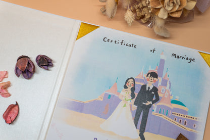 【附書約夾/戶政可用♡】自訂背景似顏繪結婚書約｜部分工作室