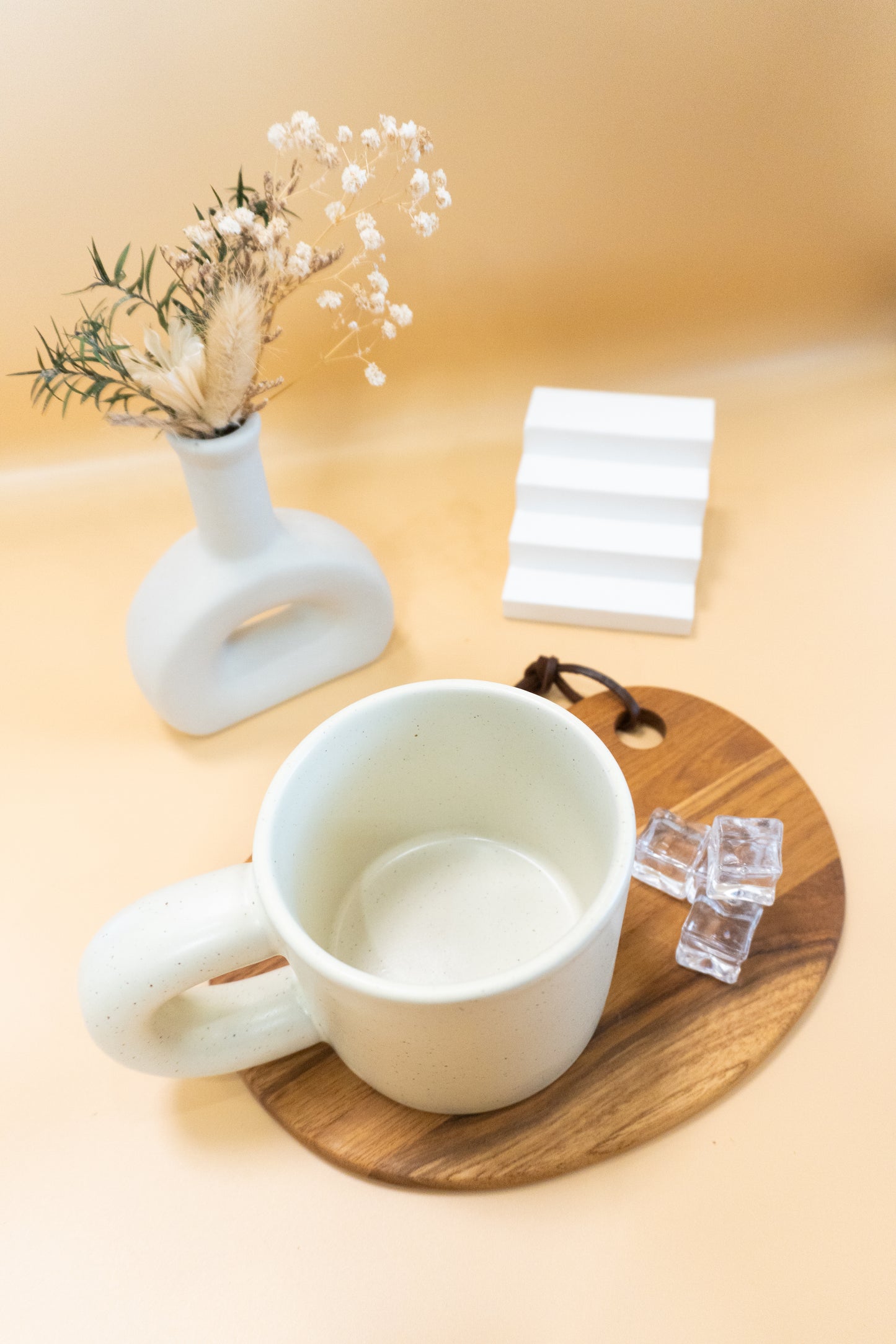 【來圖訂製款】米黃細點胖胖手把馬克杯禮盒｜部分工作室