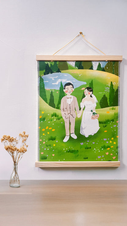 結婚紀念‪ ♡ 婚禮掛布/客製化掛布/似顏掛掛布｜部分工作室