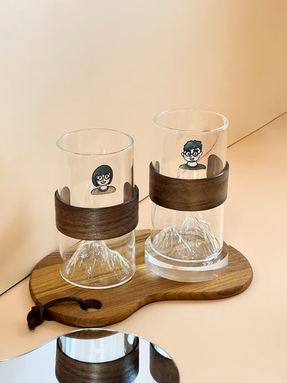 【似顏繪訂製款】富士山防燙玻璃咖啡杯禮盒｜部分工作室