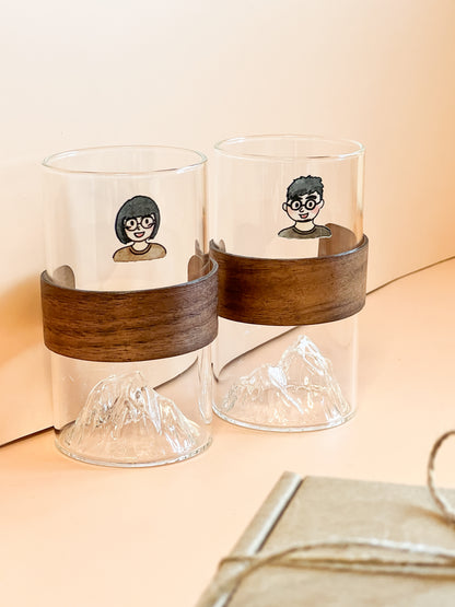 【似顏繪訂製款】富士山防燙玻璃咖啡杯禮盒｜部分工作室