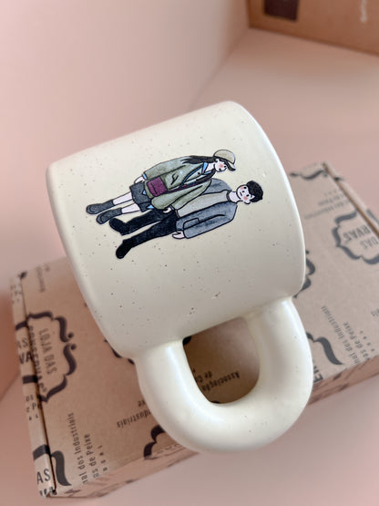 【似顏繪訂製款】米黃細點胖胖手把馬克杯｜部分工作室