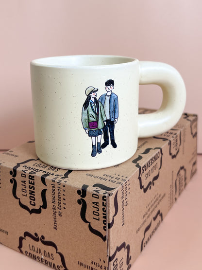 【似顏繪訂製款】米黃細點胖胖手把馬克杯｜部分工作室