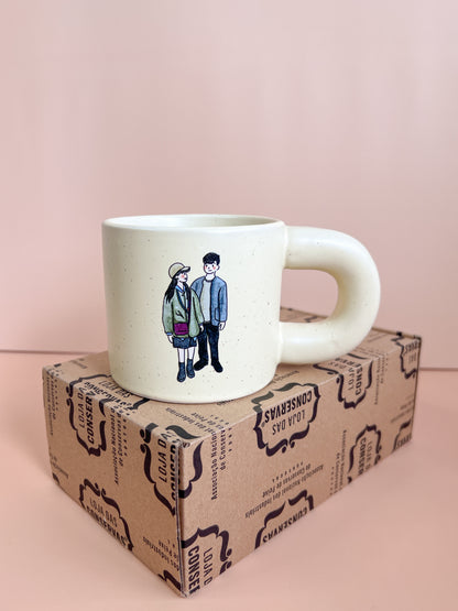 【似顏繪訂製款】米黃細點胖胖手把馬克杯｜部分工作室