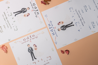 【附書約夾♡戶政可用】花草派對似顏繪結婚書約｜部分工作室